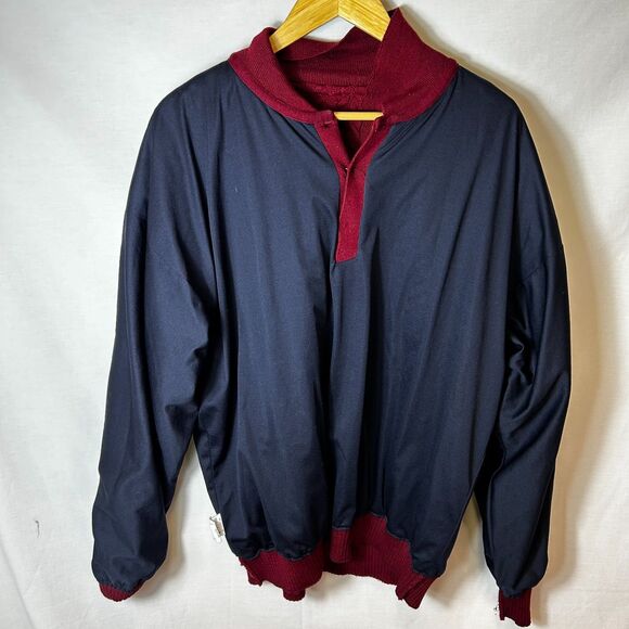 Oscar Jacobson Wine Wool Cable Knit Wind Stopper Collared Golf Sweater Sz L - Picture 7 of 14